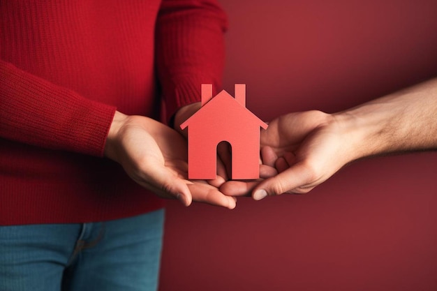 une personne tenant une maison en papier dans ses mains