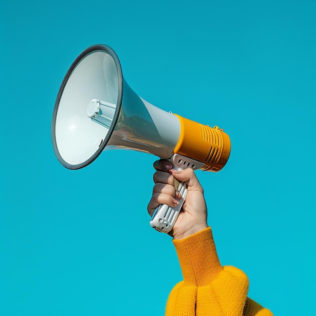 Une personne tenant un mégaphone