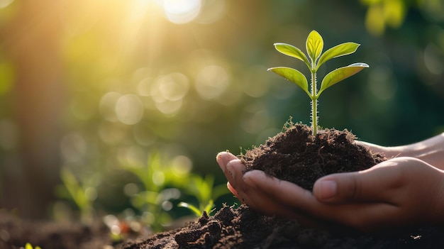 Personne tenant une plante dans les mains