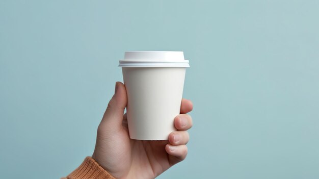 Une personne tenant une tasse de café dans sa main close up Generative Ai