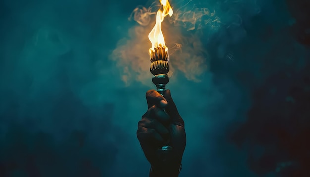 Une personne tenant une torche à la main