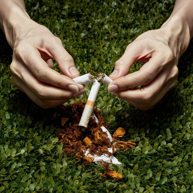 Photo une personne tient une cigarette dans ses mains