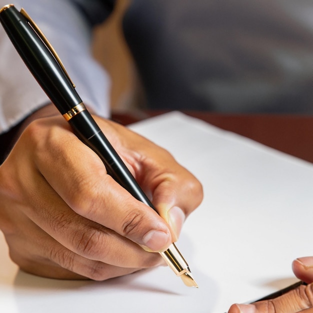 une personne tient un stylo et écrit sur un tableau blanc