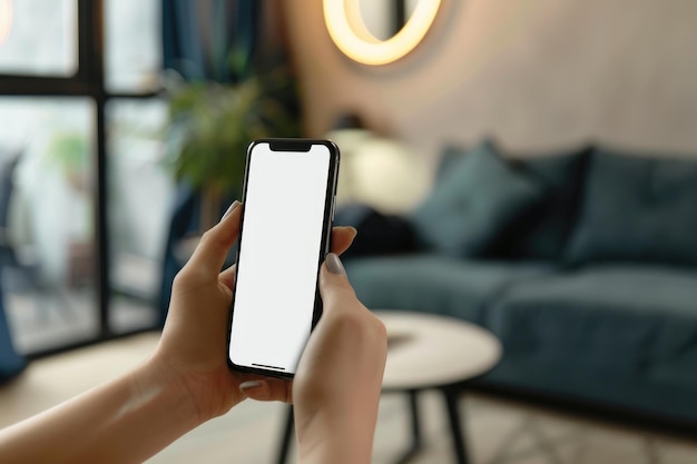 Une personne tient un téléphone dans sa main en le regardant par une image générée par AI