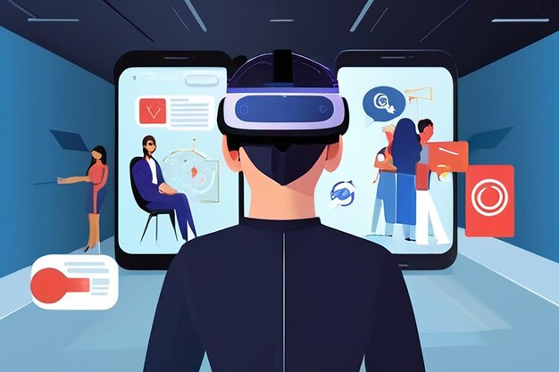 une personne utilisant la réalité augmentée pour la collaboration virtuelle