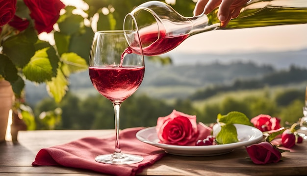 une personne versant un verre de vin d'un verre de vin