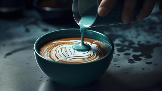 Photo une personne verse une cuillère de café dans une tasse