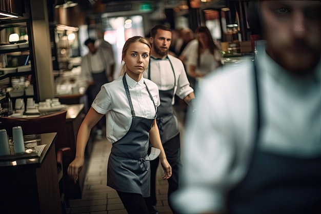 Le personnel du restaurant est occupé pendant les heures de pointe