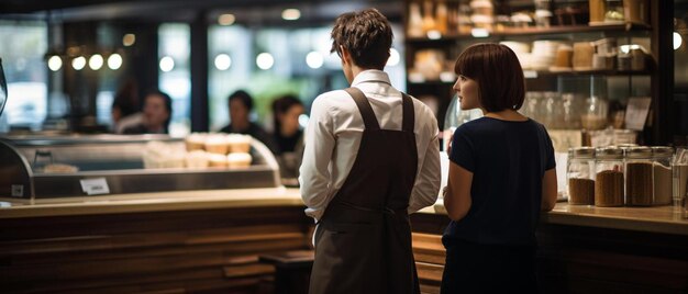 Personnel masculin et féminin dans un café