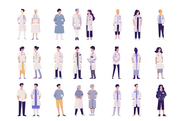 personnel médical caractères isolés illustration vectorielle