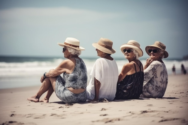Les personnes âgées apprécient la compagnie sur la plage ensoleillée d'été