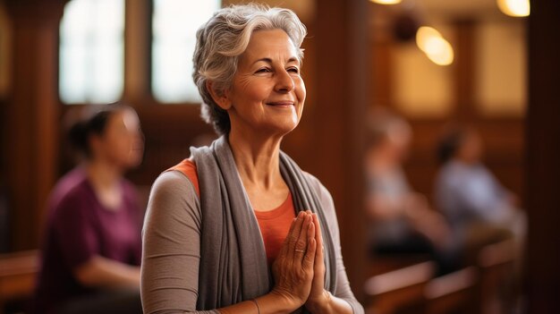 Des personnes âgées entraînent des exercices de calme pour les personnes âgées Ai générative