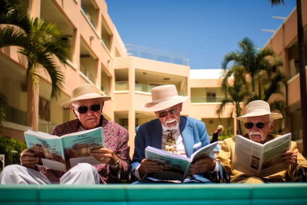 Photo des personnes âgées heureuses profitant de vacances ou d'une escapade de week-end ensemble. un couple de personnes âgées regardant une carte en europe.