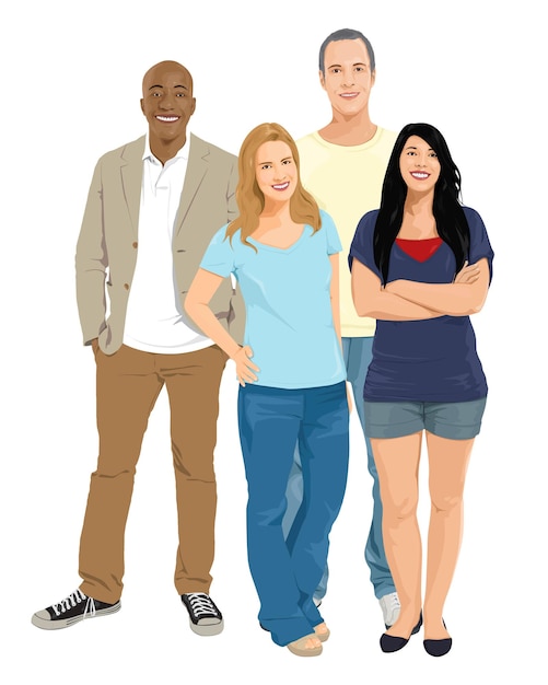 Personnes autocollants png caractères debout sur un fond transparent