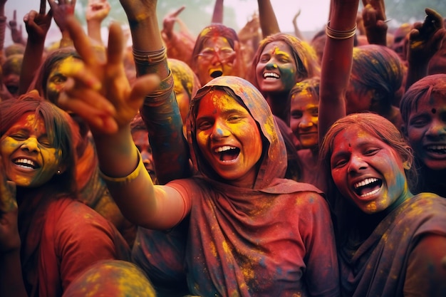 Personnes célébrant le festival des couleurs Holi Inde Technologie d'IA générative