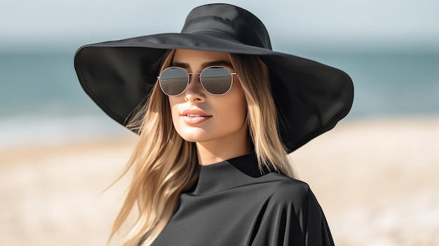 Personnes en chapeaux sur fond d'été Accessoire des rayons ultraviolets du soleil Spf Generative AI