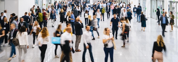 personnes floues dans une salle moderne