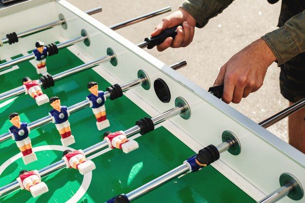 Personnes Jouant Jouant Au Foosball Table Soccer Jeu Loisirs Loisirs