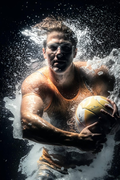 Des personnes jouent au water-polo.