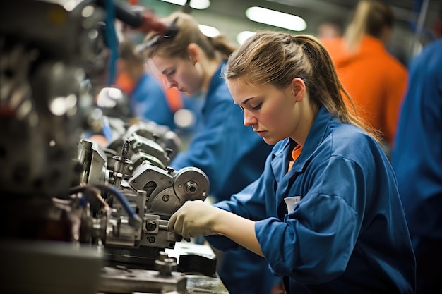 Personnes qualifiées utilisant diverses machines dans un secteur manufacturier ou industriel