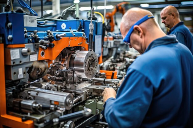 Personnes qualifiées utilisant diverses machines dans un secteur manufacturier ou industriel