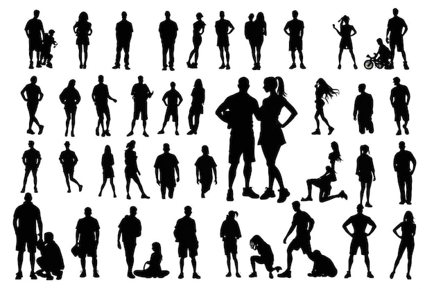 Des personnes sportives, des silhouettes d'hommes et de femmes.