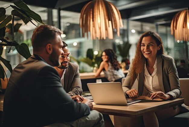 Personnes travaillant ensemble à une table avec des ordinateurs portables