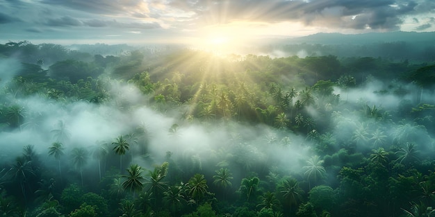 Perspective aérienne captivante de la canopée de la forêt tropicale luxuriante mettant en valeur la beauté de la nature Photographie aérienne conceptuelle Forêt tropicale nature Canopée luxuriante Beauté de la nature