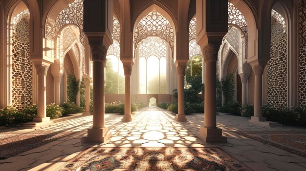 Photo une perspective de la mosquée islamique en 3d