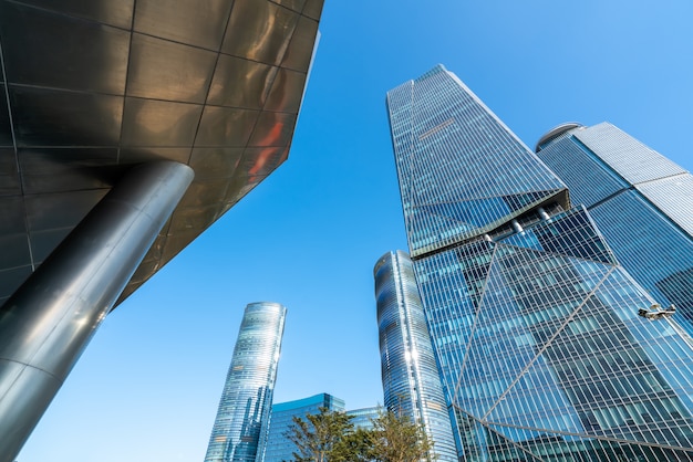 Photo perspective personnelle du paysage architectural de la ville de bureaux d'architecture contemporaine