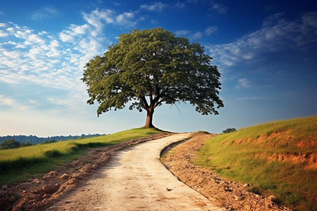 La perspective d'une route s'étendant dans la distance sur le fond de la nature