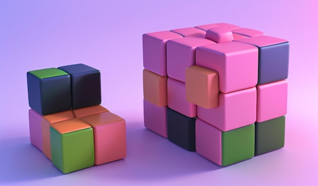 Perspectives croissantes augmentant l'empilement de blocs de cubes avec une flèche vers le haut et un signe de pourcentage symbolisant Fi