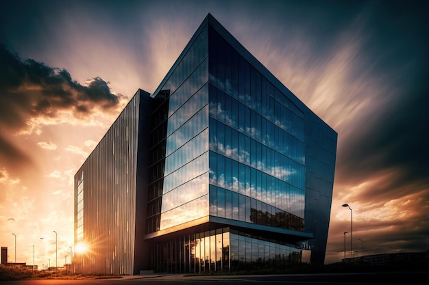 Photo perspectives économiques positives un immeuble de bureaux contemporain et un ciel magnifique