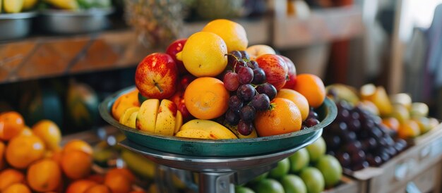 Peser des fruits dans la cuisine