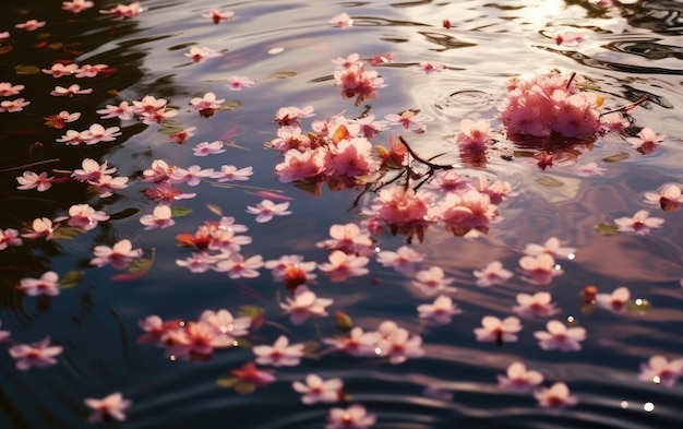 Le pétale de la fleur de cerise serein flotte.