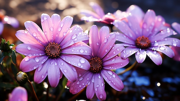 Pétales de beauté marguerite d'été bouchent fleur violette à l'extérieur