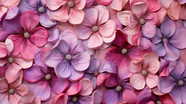 Des pétales délicats dans des tons de rose et de lavande créent un motif floral fantaisiste