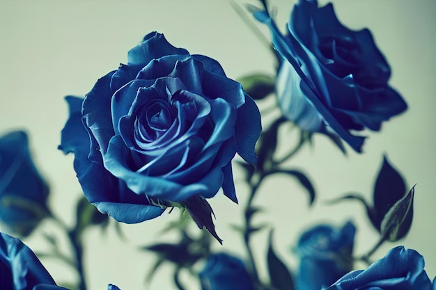 Pétales de roses bleus et blancs