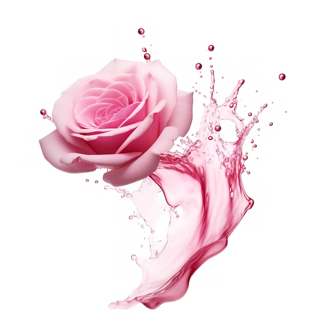 Photo pétales de roses roses isolés tombant sur un fond blanc génératif ai