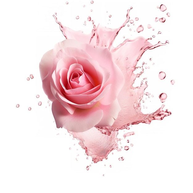 Photo pétales de roses roses isolés tombant sur un fond blanc génératif ai