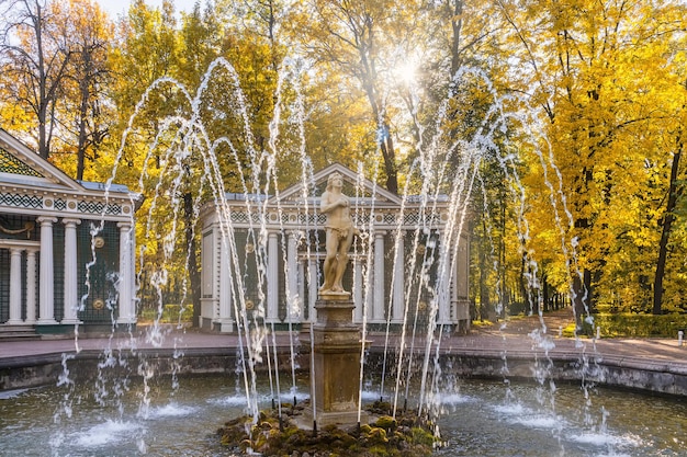 Peterhof Russie Adam Fontaine dans le parc de Peterhof par une journée ensoleillée d'automne