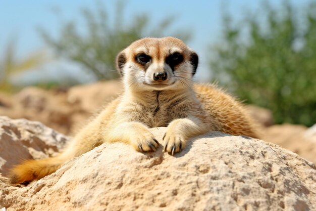 un petit animal assis au sommet d'un rocher