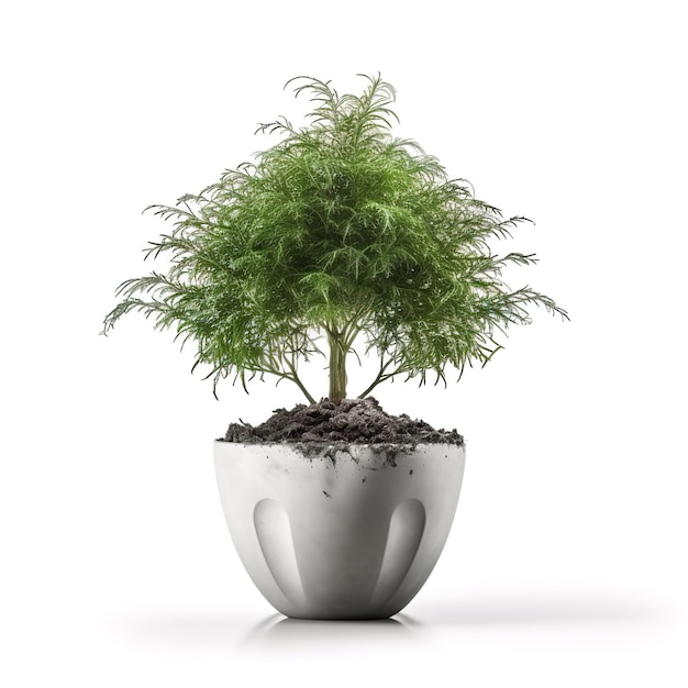 Un petit arbre dans un pot avec le mot " dessus "