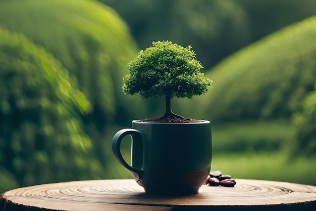 Un petit arbre qui pousse dans une tasse