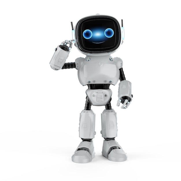 Petit assistant robot pense ou analyse