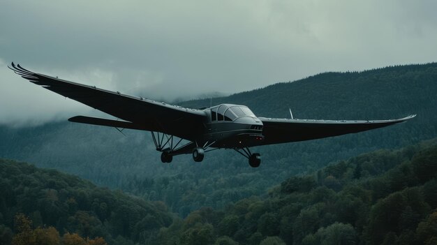 Photo un petit avion survolant une forêt verte et luxuriante