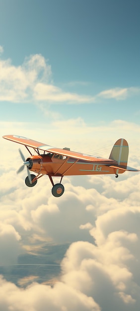 Photo un petit avion volant dans le ciel nuageux