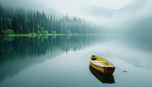 un petit bateau ancré sur un lac