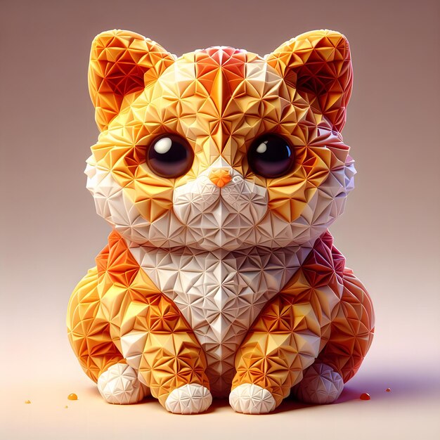 Un petit bébé chat mignon modèle de géométrie 3D