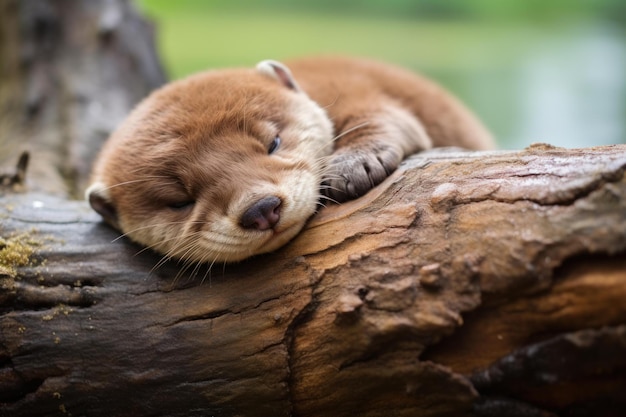 Un petit bébé loutre couché génère Ai